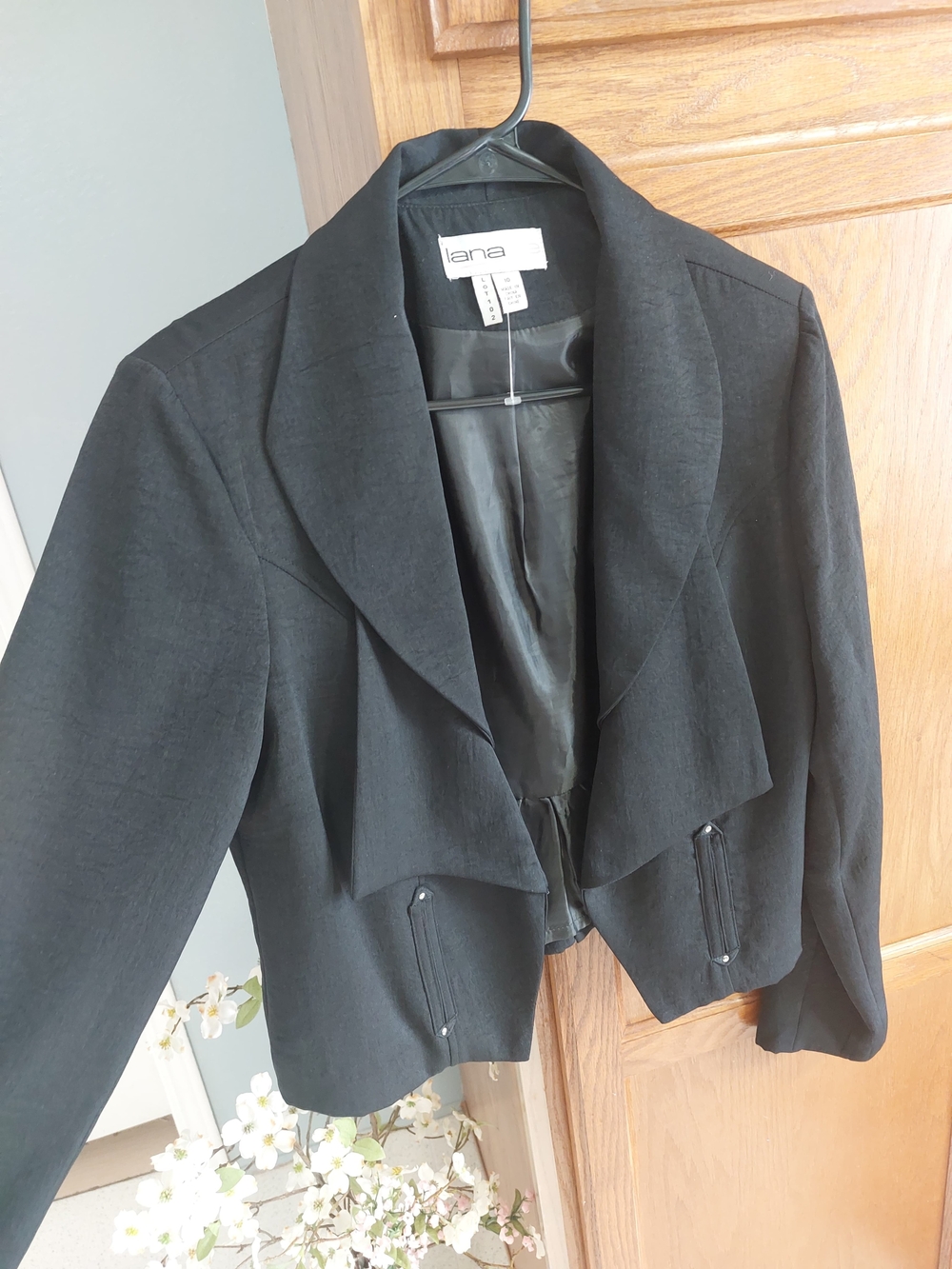Lana Black Draped Open-Front Women's Jacket